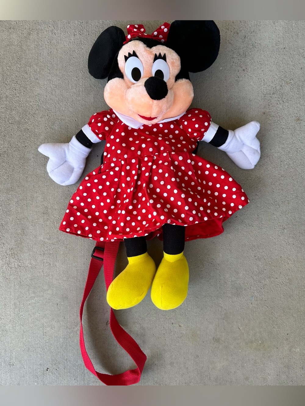 Disney Minnie Mouse Medium Plush Backpack Red/White Polka Dot Dress